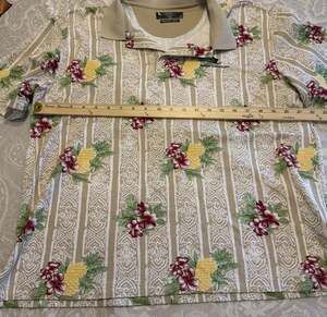 Kauai Lagoons Polo Shirt Mens Large Pineapple Hibiscus Golf Casual Meas In Pics